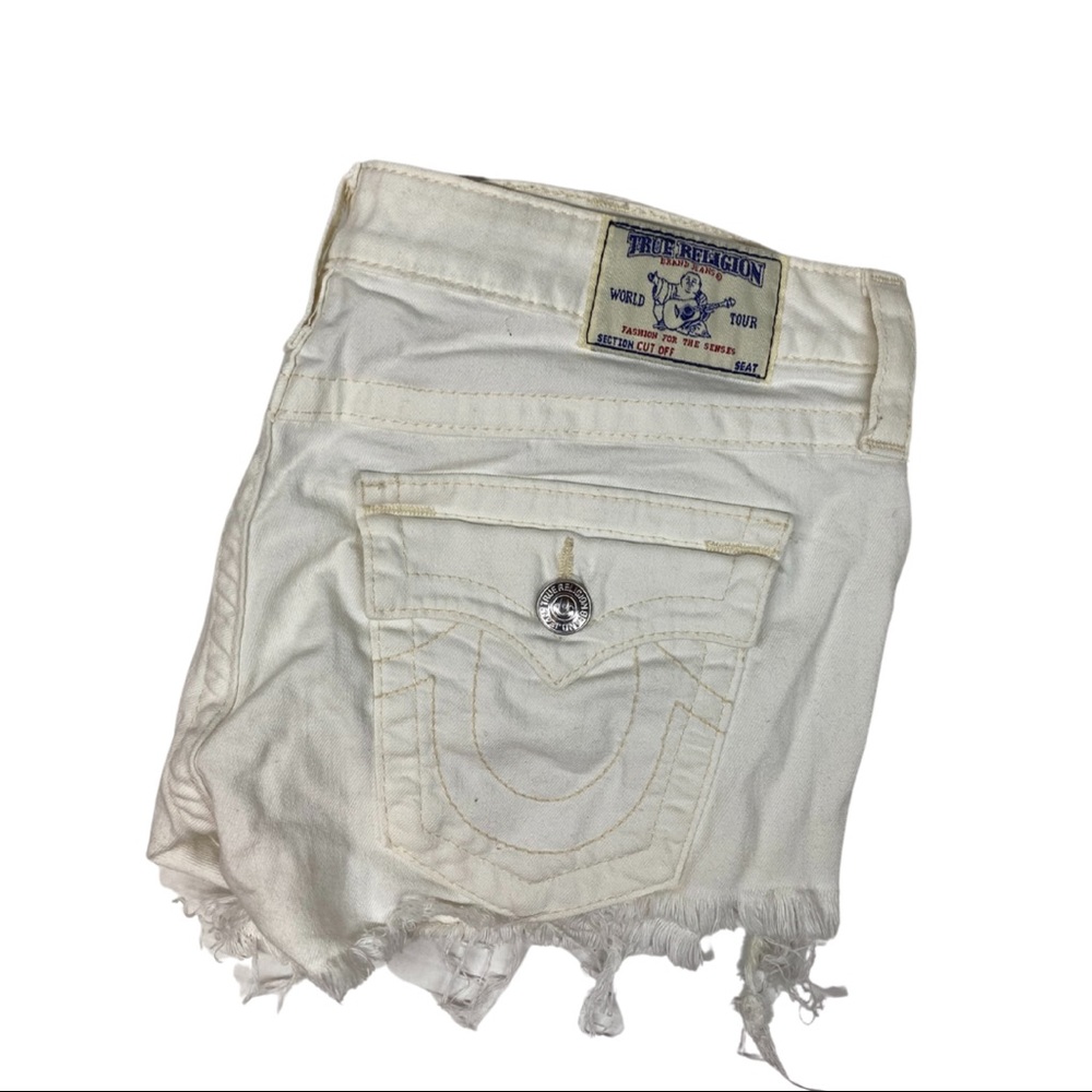 True Religion White Jean Shorts